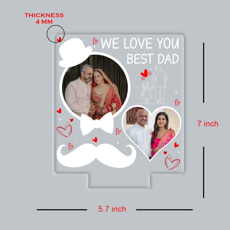 Personalized Best Dad UV Print LED Night Lamp Fathers Day Gift Warm White Light